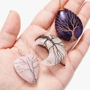 Silver Wrapped Healing Chakra Energy Crystal Pendant Necklaces Set of 3 NWT